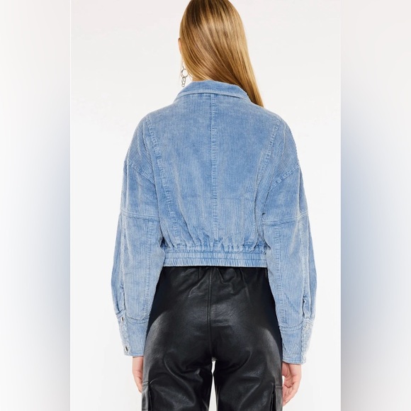 GUC Kancan- Reid Blue Corduroy Cropped Bomber Jacket. Size S - Picture 2 of 12
